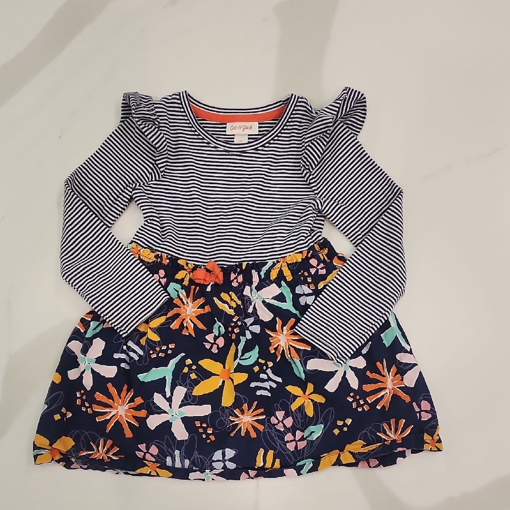 Cat & Jack Black and White Ruffled Puff Sleeve Sundress